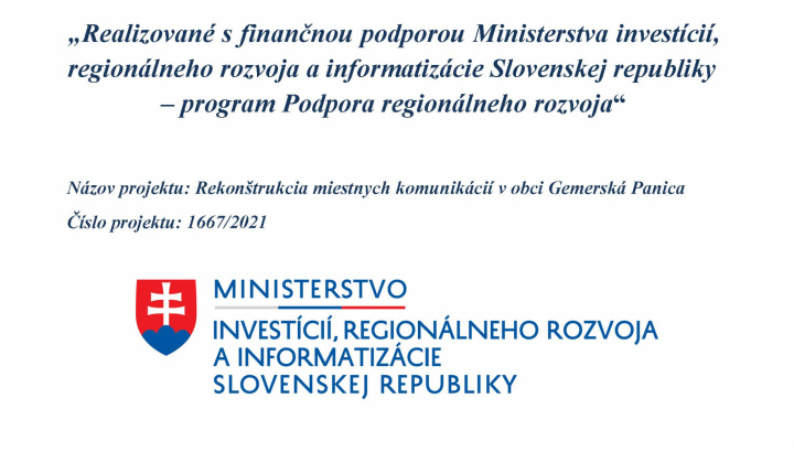 Úradná tabuľa / Realizované s finančnou podporou MIRRI SR - publicita - Gemerská Panica - foto