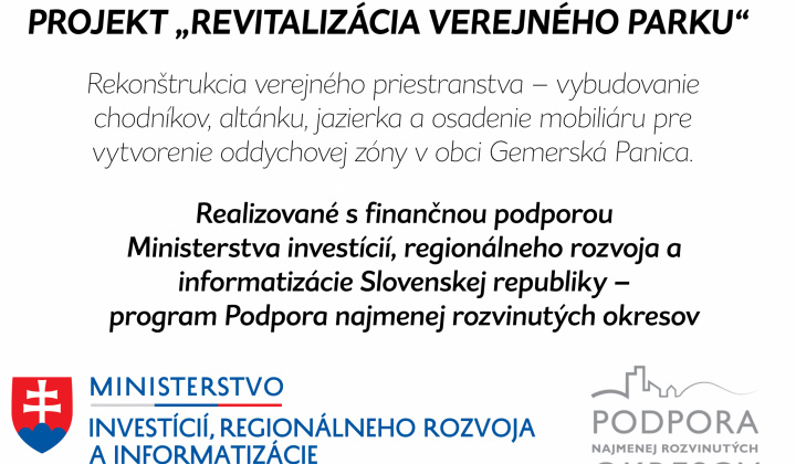 Aktuality / PROJEKT „REVITALIZÁCIA VEREJNÉHO PARKU“ - foto